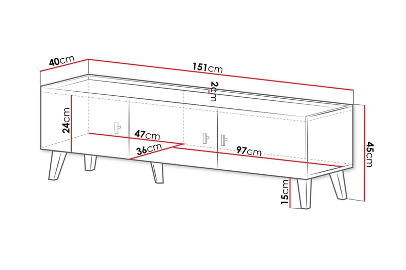 Betsi Tv-Bænk 151x40 cm - Møbler - TV borde & mediemøbler - TV-borde