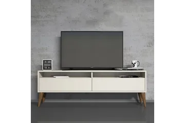 Bexheti Gulvstående TV Bænk 150 cm med Opbevaring i Malet Træ - Flødehvid - Møbler - TV borde & mediemøbler - TV-borde