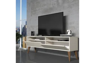 Bexheti Gulvstående TV Bænk 150 cm med Opbevaring i Malet Træ - Flødehvid - Møbler - TV borde & mediemøbler - TV-borde