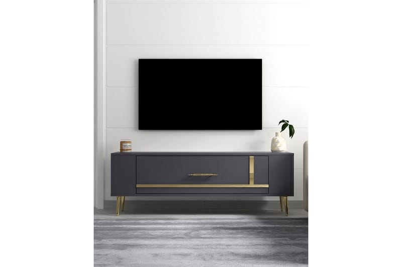 Beyra TV-bænk 120 cm - Antracit/Guld - Møbler - TV borde & mediemøbler - TV-borde