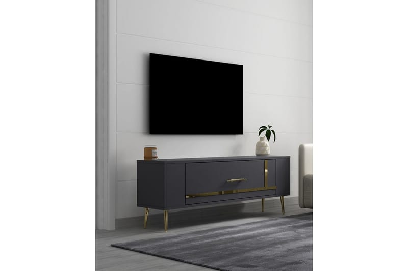 Beyra TV-bænk 120 cm - Antracit/Guld - Møbler - TV borde & mediemøbler - TV-borde