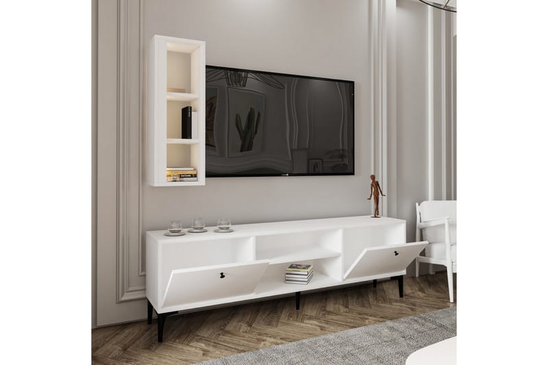 Bien Tv-bord 150 cm med Opbevaring i Malet Træ - Hvid - Møbler - TV borde & mediemøbler - TV-borde