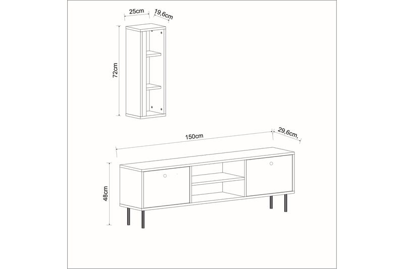 Bien Tv-bord 150 cm med Opbevaring i Malet Træ - Hvid - Møbler - TV borde & mediemøbler - TV-borde