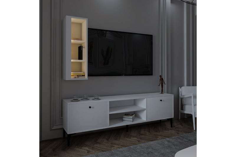 Bien Tv-bord 150 cm med Opbevaring i Malet Træ - Hvid - Møbler - TV borde & mediemøbler - TV-borde