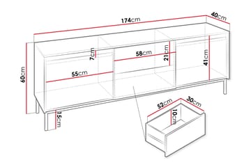 Bjurholm Fritstående Tv-bord 174 cm med Opbevaring i Lyst Træ - Hvid - Møbler - TV borde & mediemøbler - TV-borde
