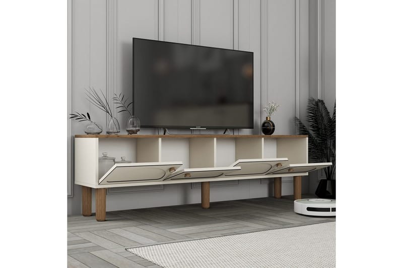 Bohemian TV-bænk 180 cm - Cremevhid/Multifarvet - Møbler - TV borde & mediemøbler - TV-borde