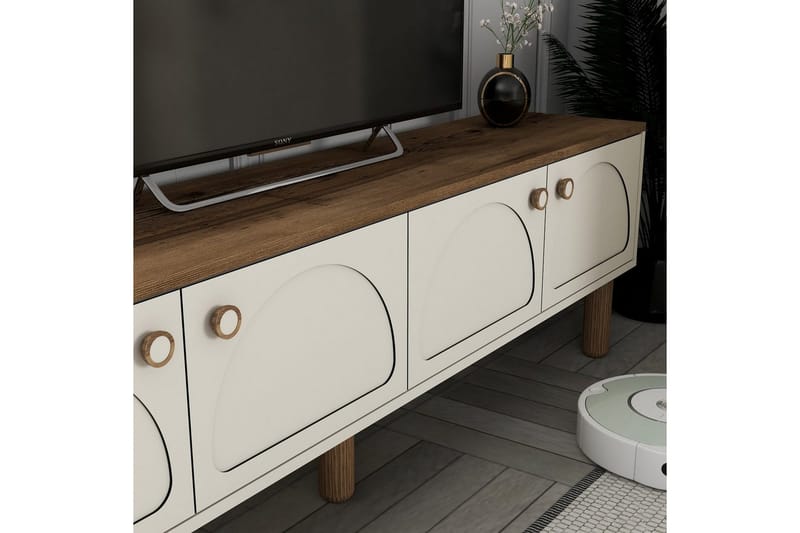 Bohemian TV-bænk 180 cm - Cremevhid/Multifarvet - Møbler - TV borde & mediemøbler - TV-borde