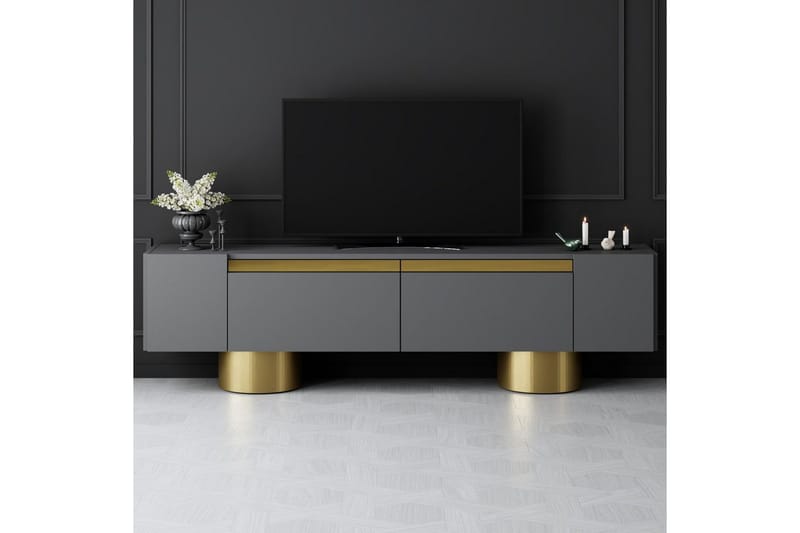 Bohemian TV-bænk 180 cm - Guld/Antracit - Møbler - TV borde & mediemøbler - TV-borde