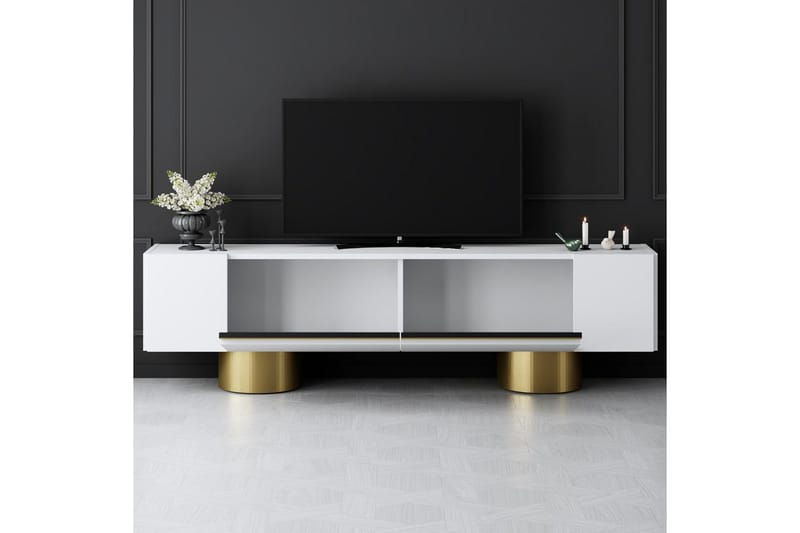 Bohemian TV-bænk 180 cm - Guld/Hvid - Møbler - TV borde & mediemøbler - TV-borde
