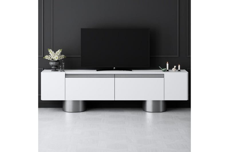 Bohemian TV-bænk 180 cm - Hvid/Sølv - Møbler - TV borde & mediemøbler - TV-borde