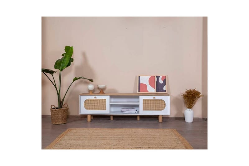 Bohemian TV-bænk 180 cm - Mellemfarvet træ/Hvid - Møbler - TV borde & mediemøbler - TV-borde