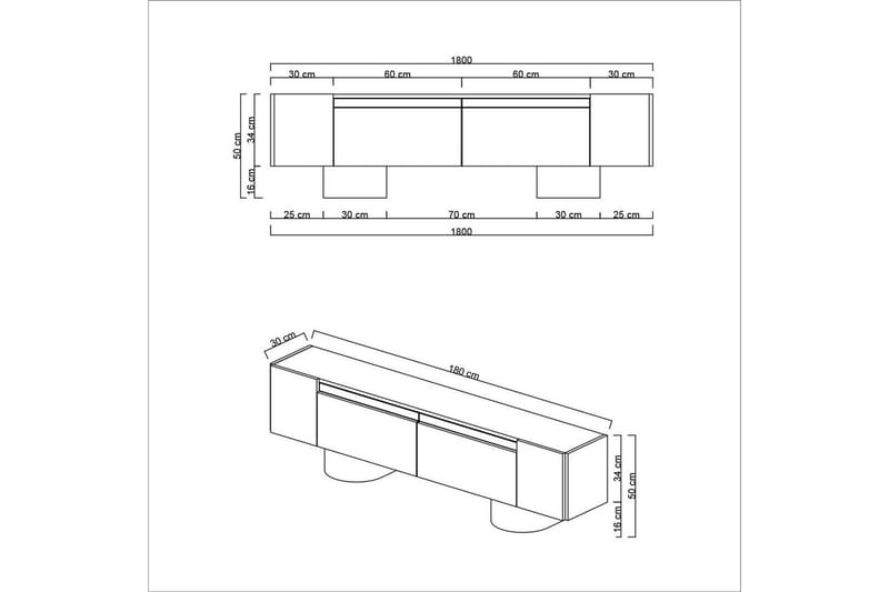 Bohemian TV-bænk 180 cm - Sort/Hvid - Møbler - TV borde & mediemøbler - TV-borde