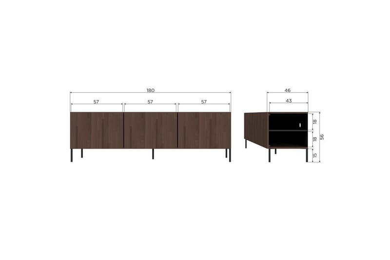Bono Gulvstående Tv-bord 180 cm med Opbevaring i Ask - Brun - Møbler - TV borde & mediemøbler - TV-borde