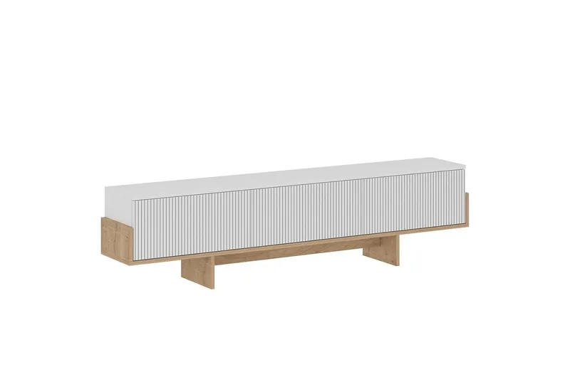 Brin Fritstående Tv-bord 180 cm med Opbevaring i Malet Træ, Hvid