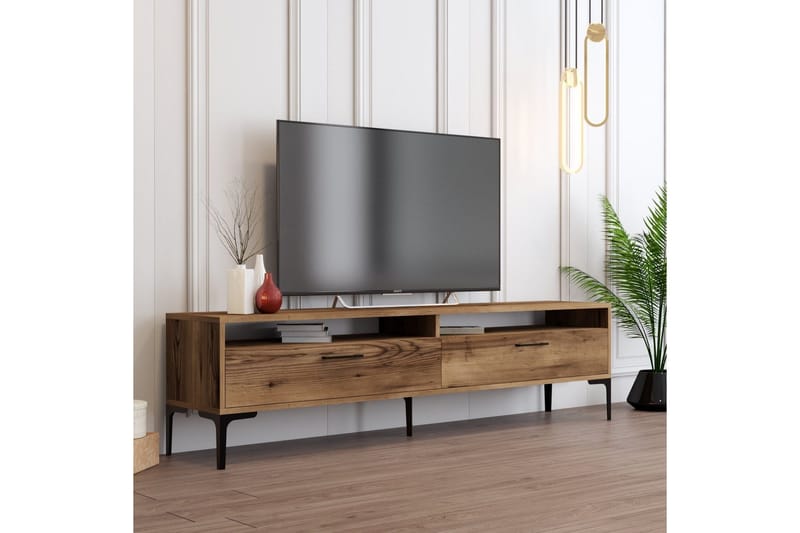 Brutorp Gulvstående Tv-bænk 180 cm med Opbevaring i Valnød - Brun - Møbler - TV borde & mediemøbler - TV-borde