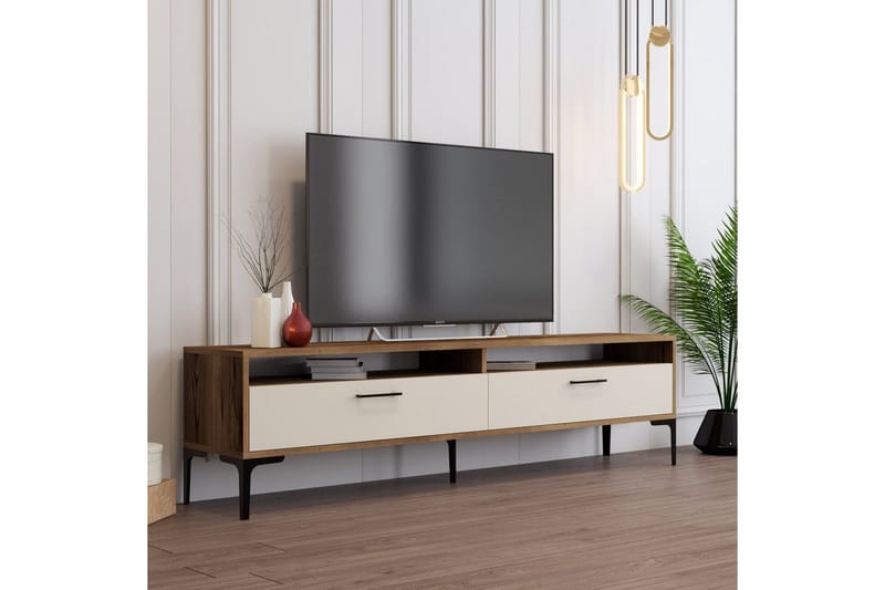 Brutorp TV-bænk 180 cm - Valnød/Creme - Møbler - TV borde & mediemøbler - TV-borde