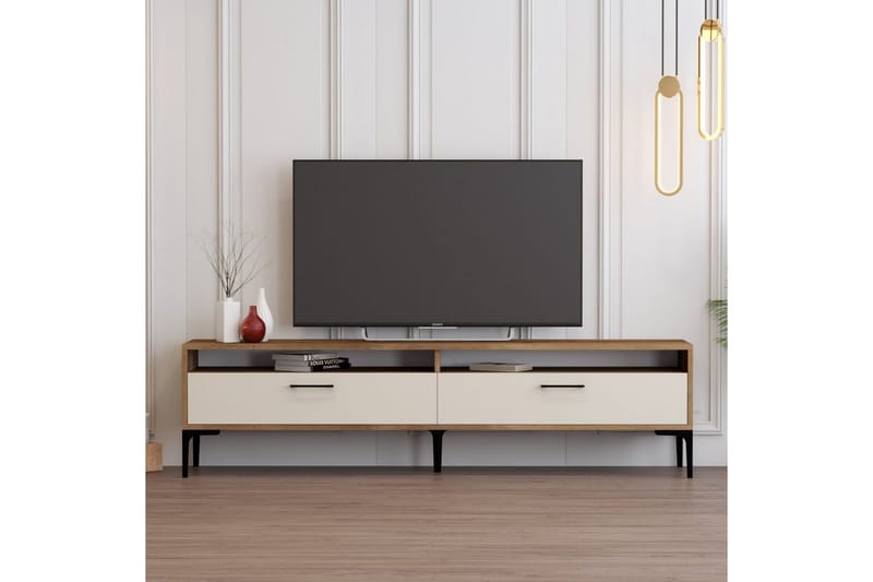 Brutorp TV-bænk 180 cm - Valnød/Creme - Møbler - TV borde & mediemøbler - TV-borde