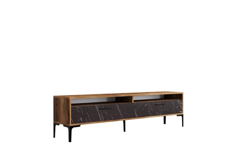 Brutorp Tv-bænk 180 cm, Valnød/Sort Marmor