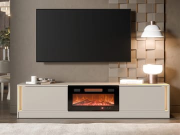 Brylin TV-bænk 180 cm med Pejs med Varmefunktion - Beige|sort - Møbler - TV borde & mediemøbler - TV-borde
