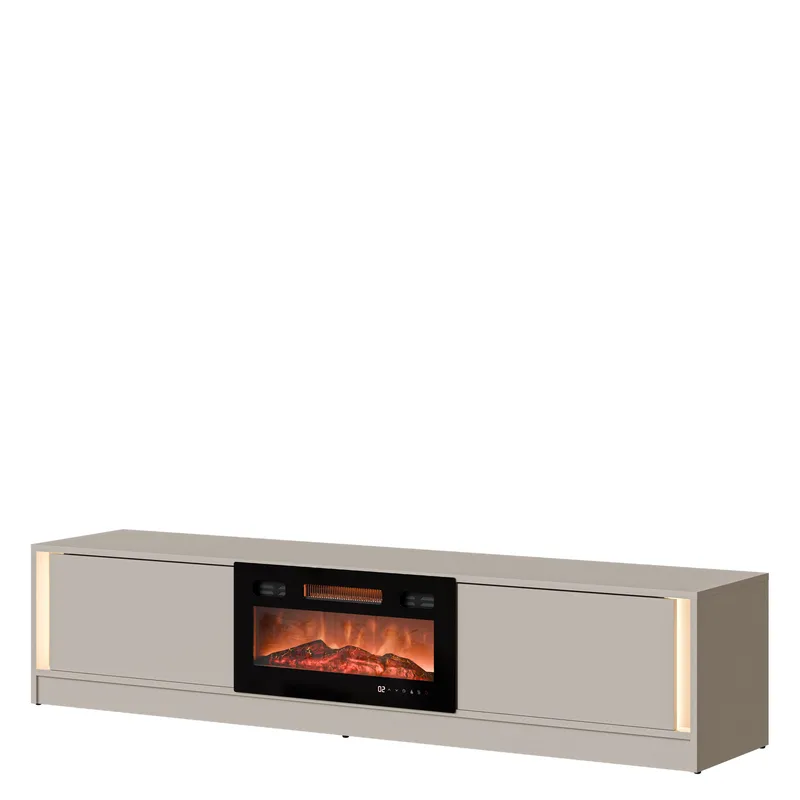 Brylin TV-bænk 180 cm med Pejs med Varmefunktion, Beige|sort