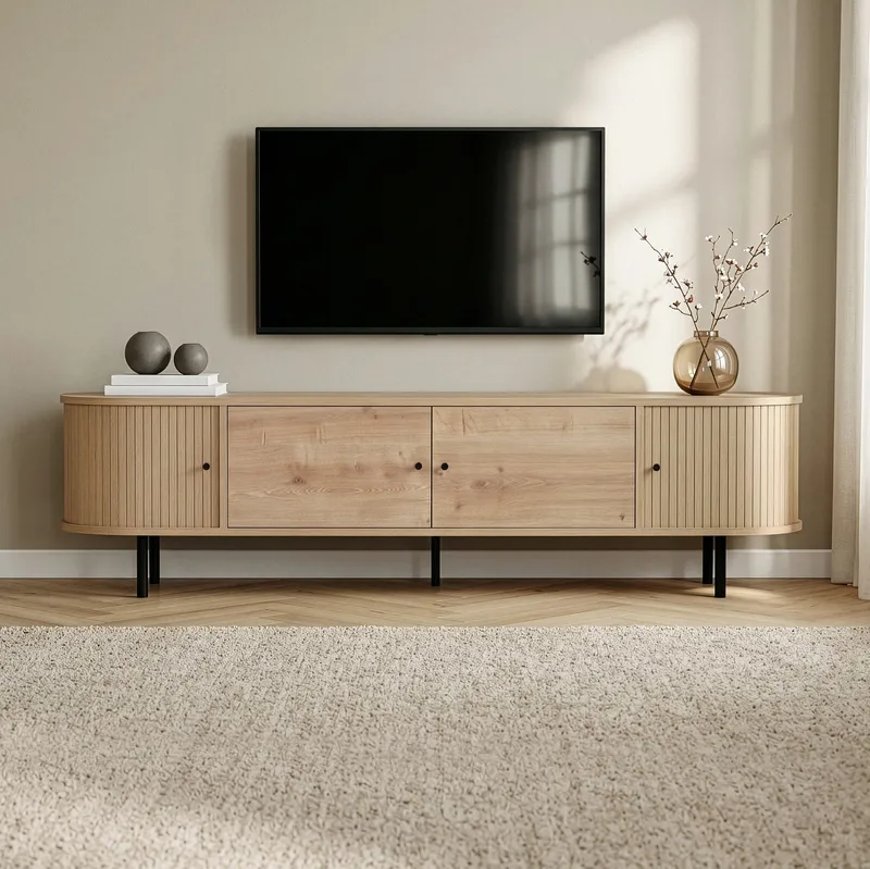 Bryric TV-bænk 180 cm - Sapphire Oak/Sort - Møbler - TV borde & mediemøbler - TV-borde