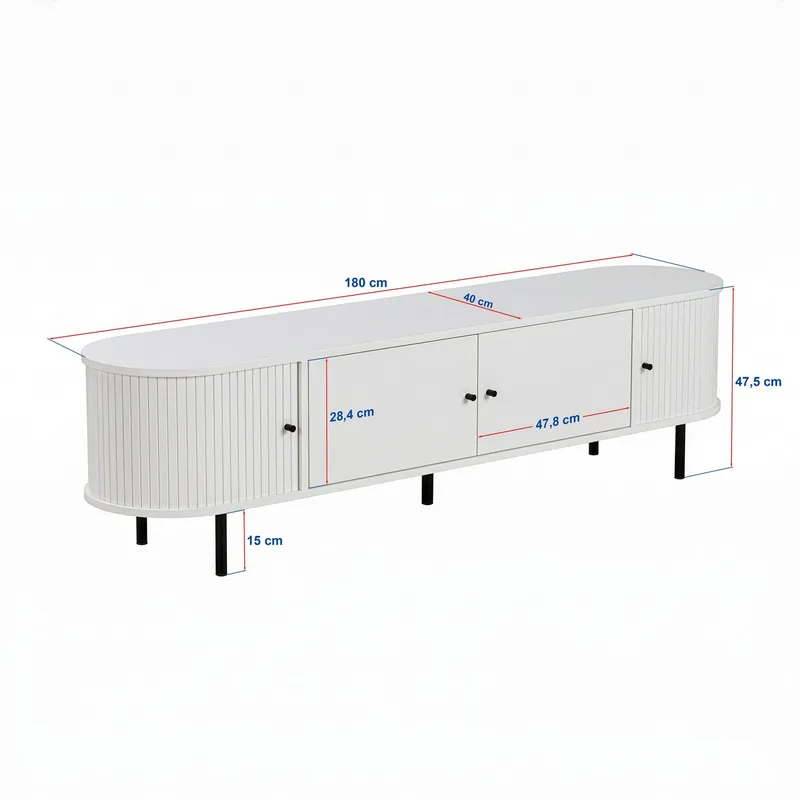 Bryric TV-bænk 180 cm - Valnød/Sort - Møbler - TV borde & mediemøbler - TV-borde