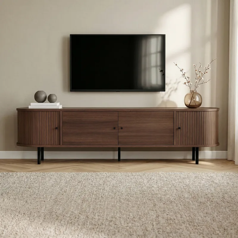 Bryric TV-bænk 180 cm - Valnød/Sort - Møbler - TV borde & mediemøbler - TV-borde