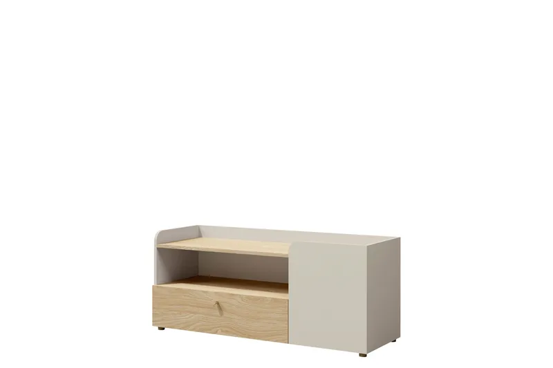 Buhan Gulvstående Tv-bord 120 cm med Opbevaring i Mørkt Træ, Beige