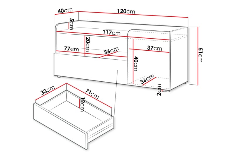 Buhan Gulvstående Tv-bord 120 cm med Opbevaring i Mørkt Træ - Beige - Møbler - TV borde & mediemøbler - TV-borde