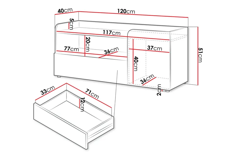 Buhan TV-bænk 120 cm - Beige / Brun - Møbler - TV borde & mediemøbler - TV-borde
