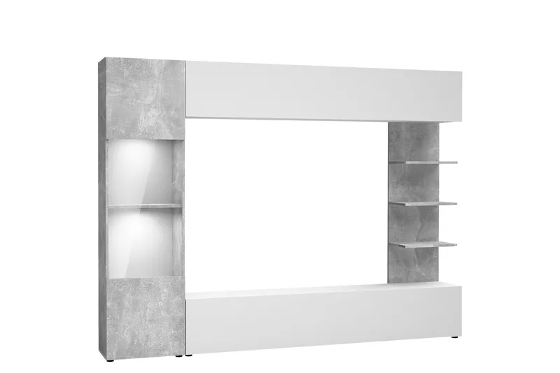 Bunda TV-møbelsæt 250x30 cm - Grå / Hvid - Møbler - TV borde & mediemøbler - Tv-møbelsæt