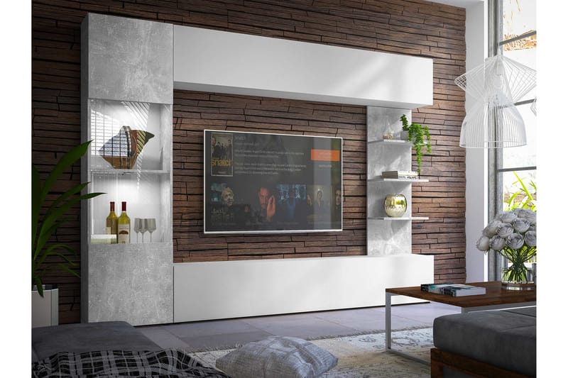 Bunda TV-møbelsæt 250x30 cm - Grå / Hvid - Møbler - TV borde & mediemøbler - Tv-møbelsæt