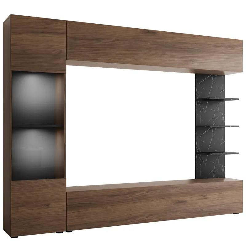 Bunda TV-vægenhed med LED-belysning 250 cm, hvid