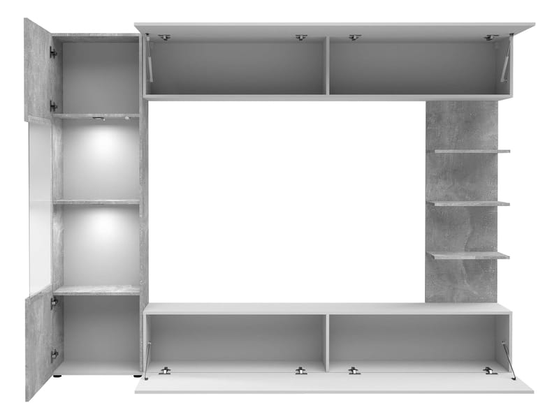 Bunda TV-vægenhed med LED-belysning 250 cm - hvid - Møbler - TV borde & mediemøbler - Tv-møbelsæt