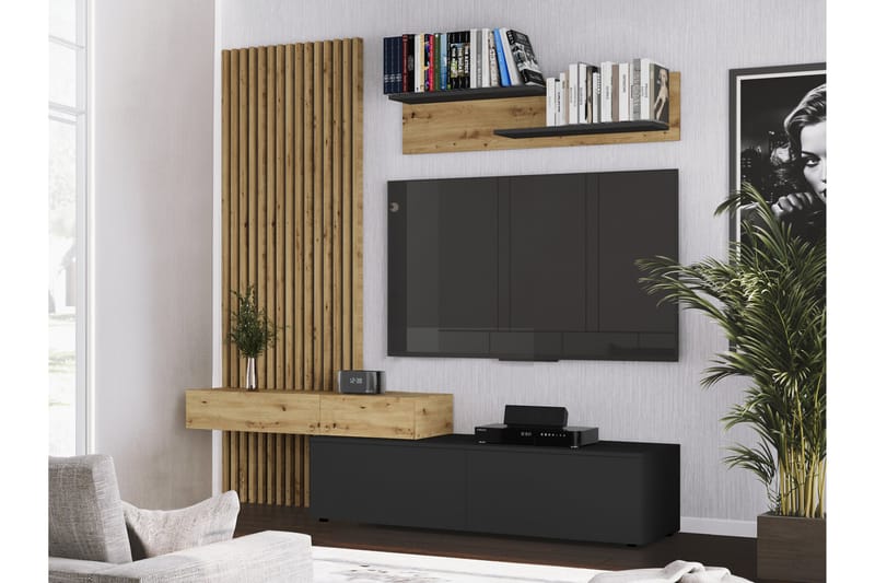 Bunkar TV-møbelsæt 210x43 cm - Brun / Sort - Møbler - TV borde & mediemøbler - Tv-møbelsæt