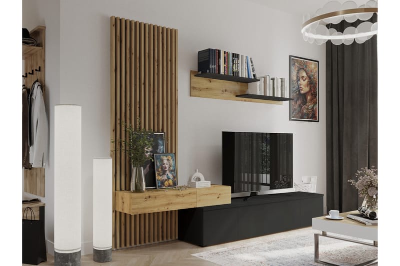 Bunkar TV-møbelsæt 250x43 cm - Brun / Sort - Møbler - TV borde & mediemøbler - Tv-møbelsæt