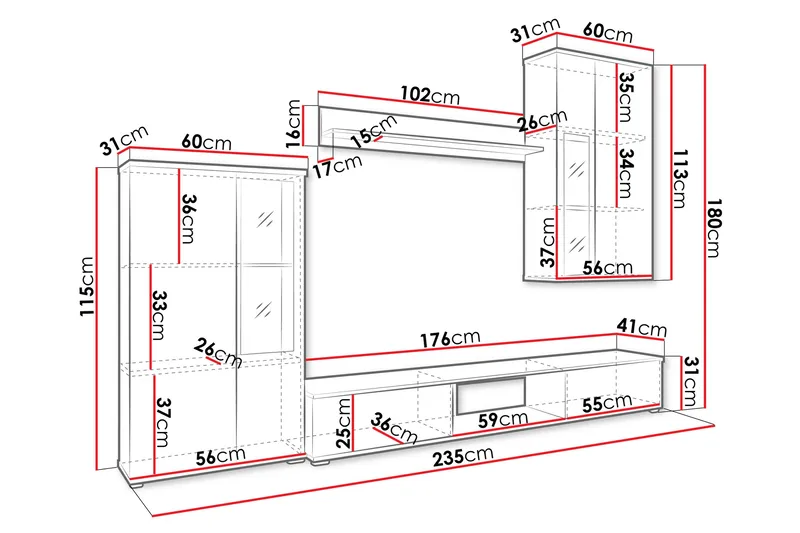 Bunta Tv-Møbelsæt - Lyserød - Møbler - TV borde & mediemøbler - Tv-møbelsæt