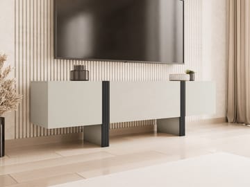 Calvenn Gulvstående TV-bænk 200 cm med Opbevaring i Malet Træ - Beige - Møbler - TV borde & mediemøbler - TV-borde