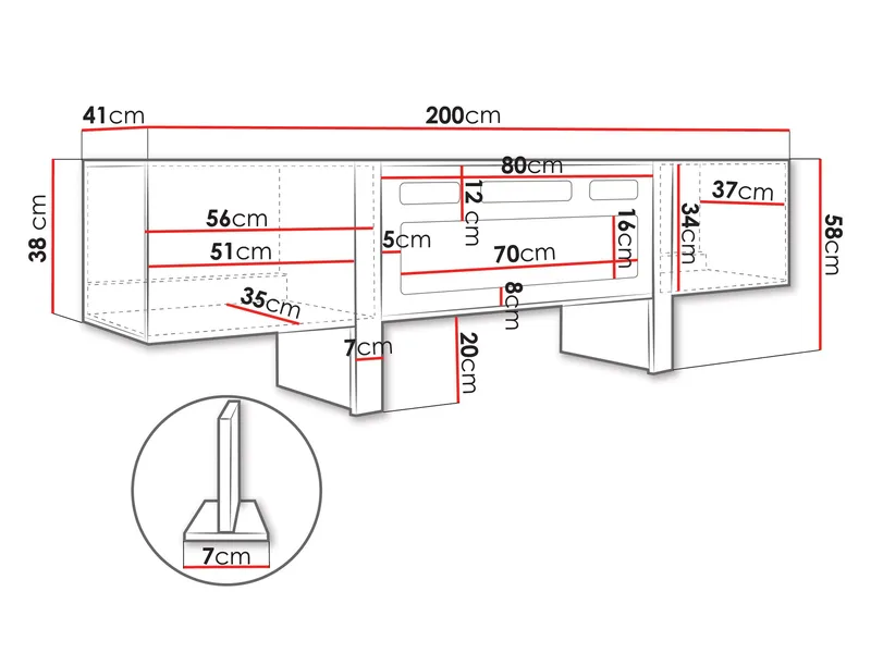 Calvenn TV-bord med Pejs 200 cm - Møbler - TV borde & mediemøbler - TV-skab