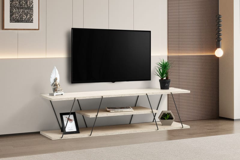 Canaz Tv-bænk 120 cm - Sort/Marmor - Møbler - TV borde & mediemøbler - TV-borde