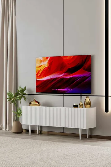 Capella Fritstående TV-bord 120 cm med Opbevaring i Malet Træ - Hvid - Møbler - TV borde & mediemøbler - TV-borde
