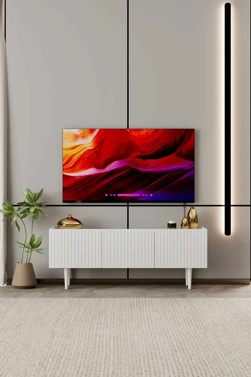 Capella Fritstående TV-bord 120 cm med Opbevaring i Malet Træ - Hvid - Møbler - TV borde & mediemøbler - TV-borde