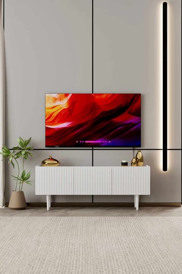 Capella Fritstående Tv-bord 140 cm med Opbevaring i Malet Træ - Hvid - Møbler - TV borde & mediemøbler - TV-borde
