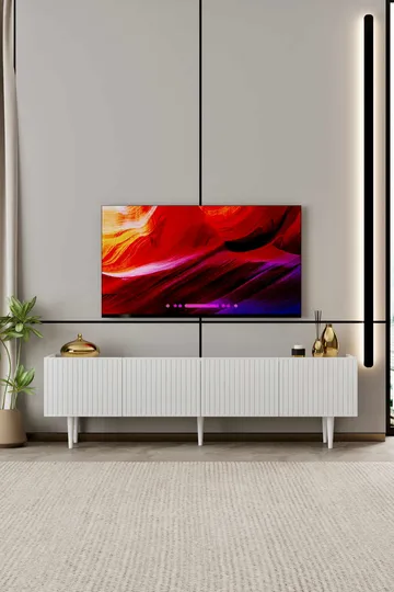 Capella Fritstående Tv-bord 180 cm med Opbevaring i Malet Træ - Hvid - Møbler - TV borde & mediemøbler - TV-borde
