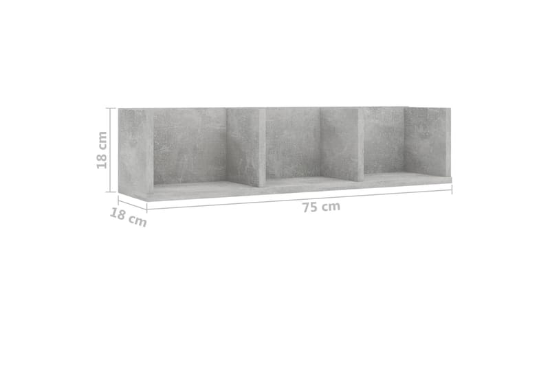 Cd-Hylde 75x18x18 cm Spånplade Betongrå - Grå - Møbler - TV borde & mediemøbler - CD/DVD/Blu Ray reol