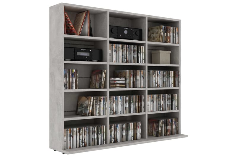 Cd-Reol 102x16x89,5 cm Spånplade Betongrå - Grå - Møbler - TV borde & mediemøbler - CD/DVD/Blu Ray reol
