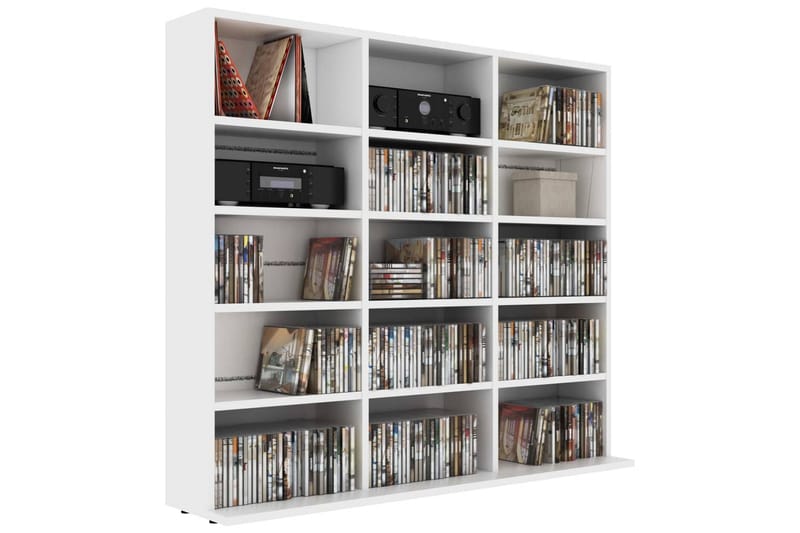 Cd-Reol 102x16x89,5 cm Spånplade Hvid - Hvid - Møbler - TV borde & mediemøbler - CD/DVD/Blu Ray reol