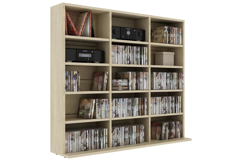 Cd-Reol 102x16x89,5 cm Spånplade Sonoma-Eg - Brun - Møbler - TV borde & mediemøbler - CD/DVD/Blu Ray reol