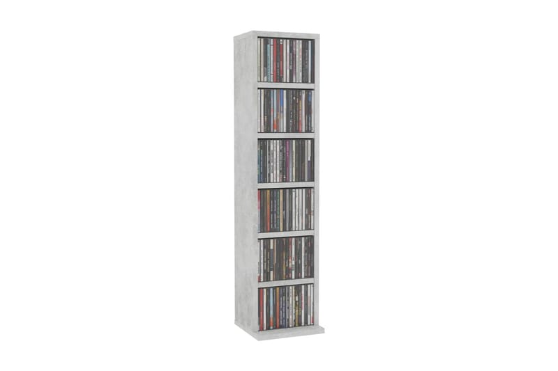CD-reol 21 x 16 x 88 cm spånplade betongrå - CD/DVD/Blu Ray reol