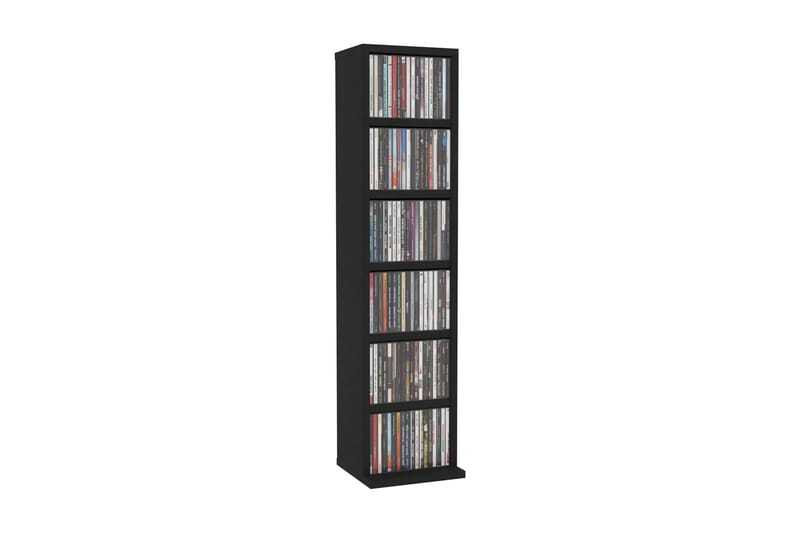 CD-reol 21 x 16 x 88 cm spånplade sort - Møbler - TV borde & mediemøbler - CD/DVD/Blu Ray reol
